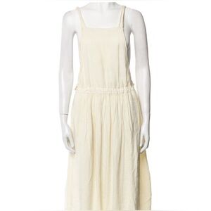 Black Crane 100% Linen Apron Dress M/L